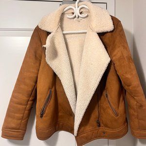 Lucky Brand Suede Faux-Shearling Jacket